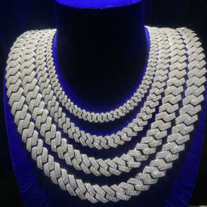 Hip Hop Bling Big 20mm Iced Out vergoldete Zinken 5a Zirkon Diamant 3 Reihen kubanische Glieder kette Halsketten für Männer - Product Image 1