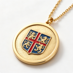 Médaille en alliage de zinc plaqué or avec design de blason en émail dur, souvenir patriotique circulaire artisanal - Product Image 6
