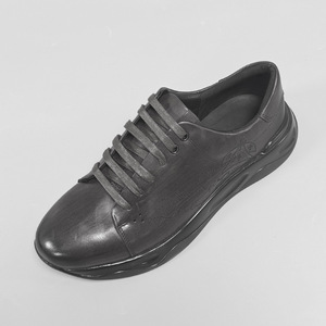 Genuine Leather Men's <b>Round</b> Toe Lace-up Casual Shoes <b>Cushioned</b> EVA Midsole Rubber Outsole All Seasons - Product Image 4