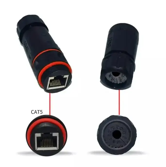 سعر المصنع cat5e cat6 RJ45 مقرنة مقاومة للماء IP68 إيثرنت موصل خارجي