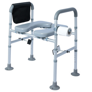 Bathroom <b>Commode</b> <b>Chair</b> For Seniors Widened Seat Portable Toilet Lift <b>Chair</b> With Adjustable Height And Safety Handles - Product Image 2