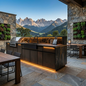 Cocina Exterior de Diseño Moderno Personalizada con Fregadero y Grifo, Sin Formaldehído, de Acero Inoxidable 304 para Patio - Product Image 2