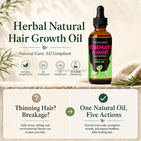 Huile de Croissance Capillaire Personnalisée à la Menthe et au Romarin, Nourrissante, Naturelle et Anti-Chute, à Marque Blanche, pour Femmes Noires, Vente en Gros