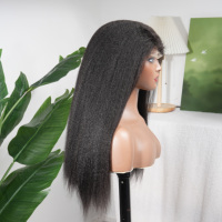 Perruque de cheveux humains vietnamiens bruts de haute qualité, grade 12A, 30 pouces, avec frontal en dentelle HD 4x4, double tirage, texture raide crépue