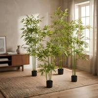 Árboles de Bambú Artificiales Verdes de 2.1 m de Altura, Plantas de Simulación Realistas para Decoración de Interiores y Exteriores de Hoteles y Centros Comerciales