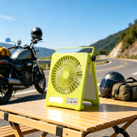 Ventilateur solaire portable avec panneau solaire, ventilateur rechargeable avec lumière LED - rechargeable par USB, pliable pour le camping en plein air