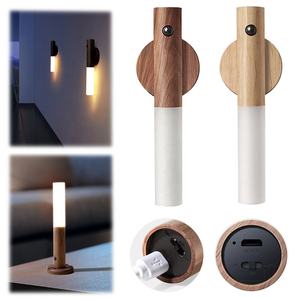 Luz de noche con <span class=keywords><strong>Sensor</strong></span> de movimiento Led de madera, lámpara de escalera de pared interior inteligente magnética inalámbrica portátil PIR inductivo recargable por USB - Product Image 5