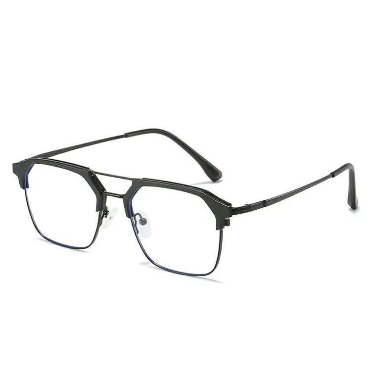Montatura occhiale ottico Semi anello occhio con luce blu 2024 ottico occhiali Unisex doppio ponte montatura occhiali da vista