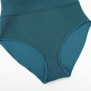 도매 여성 패션 솔리드 컬러 딥 V 원피스 러치드 쉐이핑 메쉬 플러스 사이즈 수영복 탈부착 가능한 패드 포함 - Product Image 6