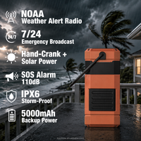 Radio para el Hogar DF585 Resistente al Agua con DAB Plus y FM, Altavoz Inalámbrico, Carga Solar, Manivela, Linterna para Camping y Dispositivo SOS