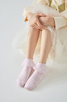 Chaussettes antidérapantes pour filles, mignonnes, à volants et dentelle, en coton doux, épaisseur standard, pour usage quotidien, 0-12 mois, fabrication usine