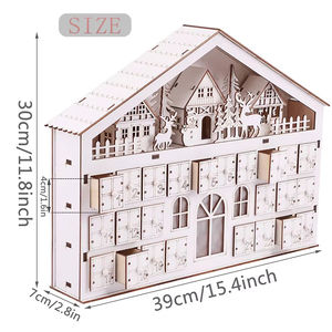 Хит продаж, Рождественский деревянный календарь ручной работы, украшение из белого дерева, рождественский дом, индивидуальный Адвент-календарь - Product Image 2