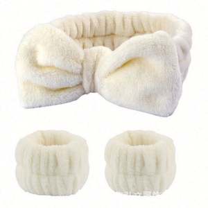 Juego de 3 Diademas y Pulseras de Tela Oxford con Diseño de Lazo de Mariposa para Mujeres y Niñas, Accesorio para el Cabello Elástico y Suave, para Yoga y Deportes - Product Image 4