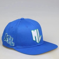 Topi Snapback Bordir Logo ML Custom 100% Katun Biru Royal Pinggiran Datar Dapat Disesuaikan Gaya Hip Hop