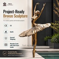 Sculpture de ballerine en bronze de 200 cm, fontaine personnalisée, statue de danseuse de ballet, décoration extérieure pour jardin, villa, hôtel, vente en gros