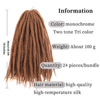 Cheveux synthétiques Marley Afro Kinky pour tresses, 18 pouces, résistants à la chaleur, extensions de tresses au crochet Spring Twist pour femmes