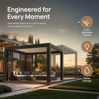 Pergola de jardin pour cour et balcon, moderne, bioclimatique, en aluminium, écologique, imperméable, avec toit à lamelles télécommandées