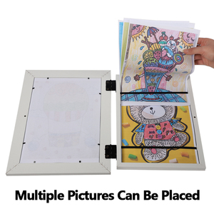 Vitrine d'exposition pour œuvres d'art des enfants <span class=keywords><strong>en</strong></span> bois blanc, cadre interchangeable pour dessins et œuvres d'art A4 des enfants - Product Image 3