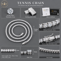 Bracelet tennis de luxe unisexe en moissanite VVS 2mm-6mm, en tungstène plaqué rhodium, bijoux de mariage