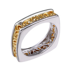 Two Tone Gold Plated <b>Ring</b> European American Style Couple Jewelry Wedding Band Unisex Fashion <b>Rings</b> CY445 - Product Image 2