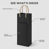 Sac à vin pliable non tissé, emballage cadeau, porte-bouteille de vin, poignée en corde, logo personnalisé, sac réutilisable, vente en gros pour supermarchés