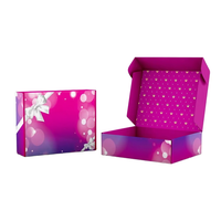 Boîte d'expédition en carton ondulé personnalisée rose, pliable, pour l'emballage et le stockage de vêtements, avec un design durable