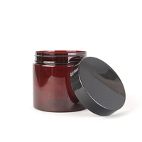 Pot en plastique vide OEM RTS pour crème cosmétique, gel capillaire, avec couvercle à vis noir, pot en PET ambré 100 ml 250 ml