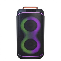 Troli Speaker Nirkabel Portabel Lampu LED RGB Radio FM Sistem Audio USB Dengan Mikrofon Bertenaga Baterai untuk Pesta Luar Ruangan