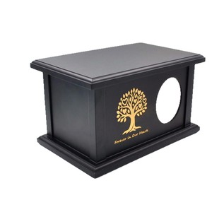 Solid Wood Black Urn <b>Storage</b> <b>Box</b> Rectangle Customized Printing <b>Photo</b> Attached Sympathy Occasion - Product Image 3