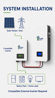 Batterie de stockage d'énergie solaire murale Fuxile LiFePO4 51,2 V avec écran LCD et BMS, prend en charge plusieurs connexions parallèles