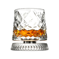 Verre à whisky rotatif à 360 degrés, base en cristal, verres à whisky taillés en diamant de qualité supérieure, verre à bourbon old fashioned, sans plomb, 270 ml