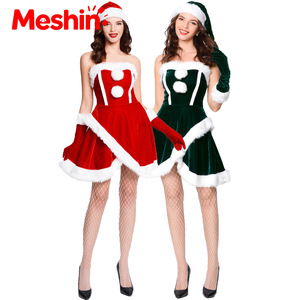 Meshin New Cute Sweetheart Christmas Themed Sexy Strapless Party Skirts in Canary Velvet for Women Adults - Product Image 1
