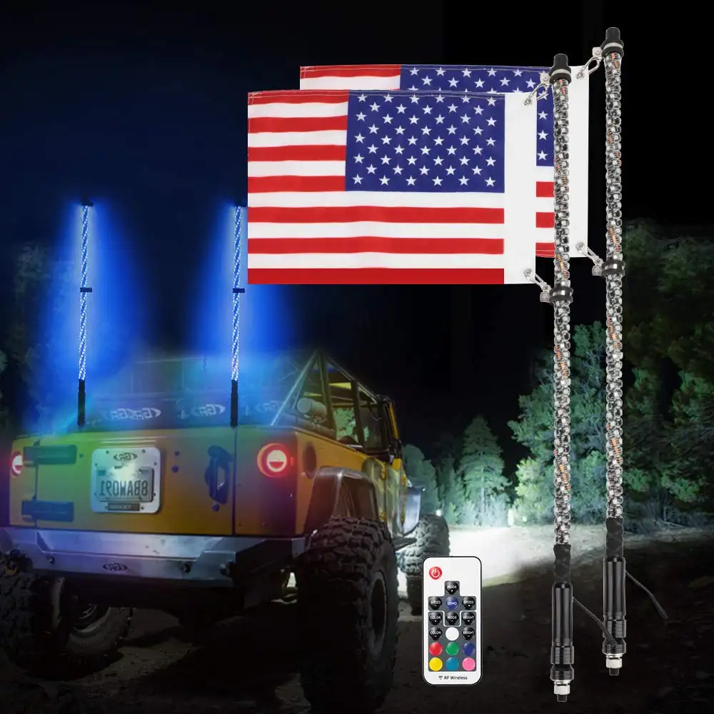 Chase Color app sync remote control LED antenna safety flag whip light for atv utv vehicle off road rzr polaris