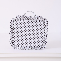 Pochette cosmétique transparente en PVC avec volants, fermeture éclair et poignée, trousse de toilette transparente pour femme, idéale pour les voyages