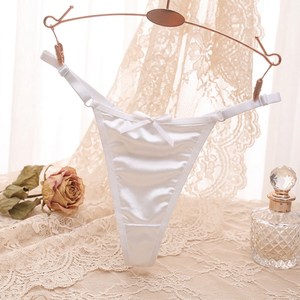 Tanga de Satén Sedoso de Lujo para Mujer, Lencería Elegante con Tirantes Laterales Ajustables y Detalle de Lazo, Ropa Interior Femenina de Talle Bajo, OEM ODM - Product Image 2