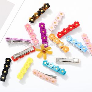 MiDairy Ins Fleur <span class=keywords><strong>Bar</strong></span> Bonbons Couleur Alligator Pinces À Cheveux Solide Cheveux Côté Poignées - Product Image 3