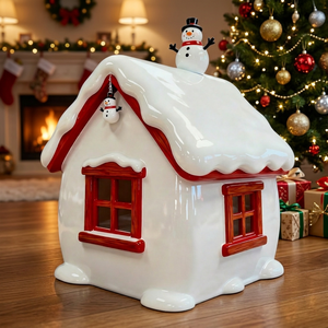 Village de Noël Arctique Religieux Personnalisé en Fibre de Verre, Sculpture Grandeur Nature Peinte à la Main, Réaliste, pour l'Affichage, Chalet du Père Noël pour la Maison - Product Image 5