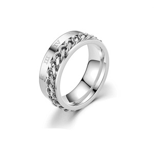 Anillo de Acero Inoxidable con Baño de Oro de 18K y Cadena Cubana Giratoria |   Joyería Hip Hop para Hombre - Product Image 5