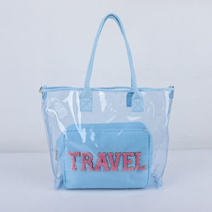 Großer individueller Druck Mädchen Damen Strand-Tote-Handtasche Schulter durchsichtige durchsichtige Pvd-Tote-Tasche Sommer kunststoff-wasserdichte Einkaufstasche - Product Image 3