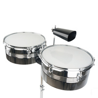 Timbal Drum Set 13" 14" Steel Timbales drums with Stand and Cowbell