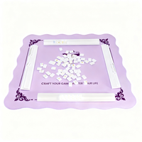 Tapis de jeu de Mahjong très populaire, personnalisé avec impression sérigraphiée, en cuir PU bleu, violet et rose, pour 4 joueurs