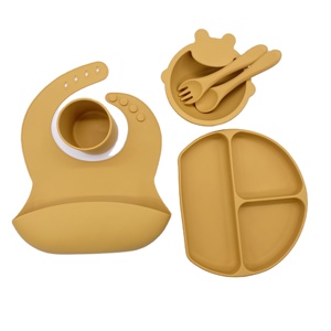 고품질 BPA 무료 실리콘 흡입 플레이트 그릇 컵 어린이 아기 수유 세트 - Product Image 1