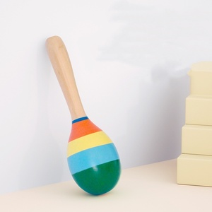 Maracas en bois colorées pour enfants, instrument de percussion Orff, jouet musical rythmique, maracas à secouer, vente en gros - Product Image 4