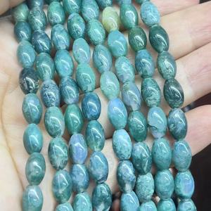 Agata di muschio 6x9MM riso Islam Tasbih parti Misbaha accessori pietre preziose per preghiera perline circa: 380MM/Str - Product Image 2