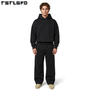 Custom High Quality 100% Organic Cotton Winter Solid Plus Size Printed Tracksuit Men <b>Hoodie</b> Sweat Jogging Pants Luxury Oversized - Product Image 4