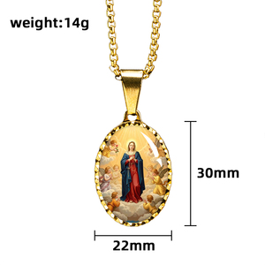 Giveluck giả định của Mary Mặt dây chuyền vòng cổ lấp lánh loạt vàng mạ thép không gỉ quyến rũ Mặt dây chuyền - Product Image 2