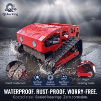 Robot Pemotong Rumput Otomatis Bertenaga Mesin Bensin, Kendali Jarak Jauh Nirkabel, Beroda Rantai, Tugas Berat, Segala Medan, Lereng, Kebun