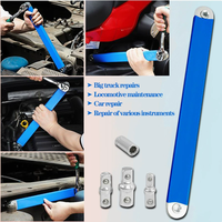 Jeu de clés à cliquet OEM en acier au carbone, réglables, à double extrémité, avec adaptateurs 1/4 ", 3/8 ", 1/2 ", revêtement poudré, pour l'automobile
