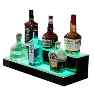 Présentoir pour bouteilles à lumière LED Étagère de bar Présentoir pour bouteilles de liqueur Présentoir pour bouteilles de vin en acrylique à LED