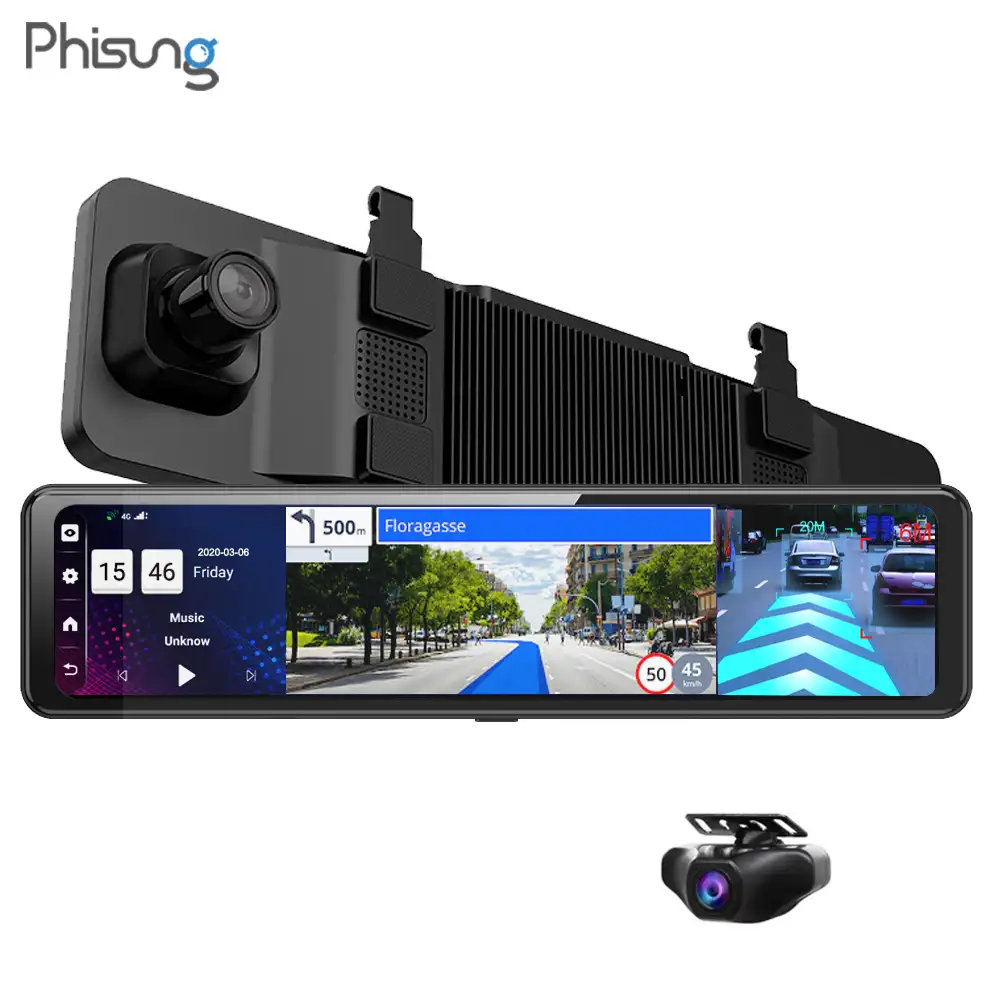 Phisung 12 "מראה אחורית מצלמה 4G אנדרואיד 8.1 dashcam 2G RAM 32G ROM GPS ניווט לרכב וידאו מקליט ADAS WiFi BT 4.0 DVR